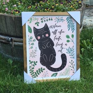 “when all else fails, hug a cat” wall art